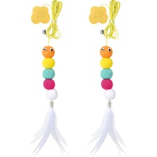 Braventa Collection Kedi Kapı Oyuncağı 2’li Set – Yaylı Ipli & Tüylü Interaktif Kedi Oyuncağı – Kapıya Yapışan Zıplamalı