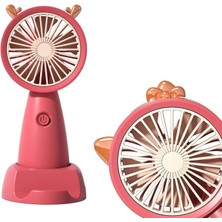 Braventa Collection Şarjlı Mini Fan Taşınabilir Vantilatör Mini El Fanı Askılı Vantilatör Güçlü Taşınabilir ve Stantlı F