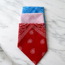 ALS Tasarım Dünyası Kadın Kırmızı, Pembe ve Mavi Renk Etnik Desenli 3'lü  %100 Koton Bandana, Saç Bandı