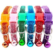 Braventa Collection Simli Zilli Dokuma Kedi Boyun Tasması 19X1 cm Mavi