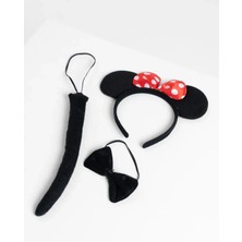 Twox Eğitici Oyuncak Minnie Mouse Kostüm Seti Taç Kuyruk Papyon Gösteri Seti
