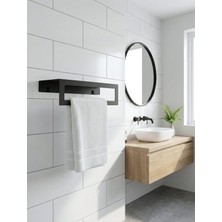 Novacraft Metal Raflı Banyo Havluluğu , 2mm Lazer Kesim Siyah Statik Toz Boyalı Modern Banyo Düzenleyici