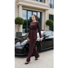 Vent Giyim Tesettür Kadın Asimetrik Tunik Pantolon Ikili Takım- Bayramlık/özel Gün Şık Tasarım