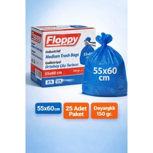Floppy Endüstriyel Orta Boy Çöp Torbası (55X60 Cm) – 25’li Paket