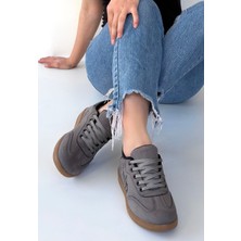 Alfaze Gri Süet Ortopedik Spor Ayakkabı Topuk Boyu 2 cm