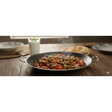 abnturk 20CM Kalınlığında Kavurma Sacı Içi Dışı Teflon Yapıştırmaz Alüminyum Çift Kulp Saç Kavurma