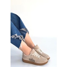 Alfaze Bej Süet Ortopedik Spor Ayakkabı Topuk Boyu 2 cm