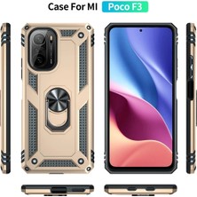 Newface Xiaomi Poco F3 Kılıf Sofya Yüzüklü Silikon Kapak - Gold