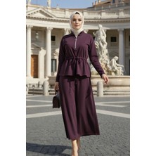 Vent Giyim Tesettür Kadın Krep Etekli Ikili Takım Beli Bağcıklı Spor Şık