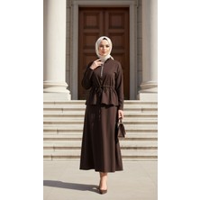 Vent Giyim Tesettür Kadın Krep Etekli Ikili Takım Beli Bağcıklı Spor Şık