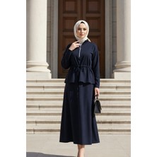 Vent Giyim Tesettür Kadın Krep Etekli Ikili Takım Beli Bağcıklı Spor Şık