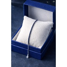 Su Yolu Mavi Zirkon Taşlı Gümüş Bileklik