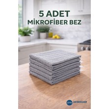 Syn Aksesuar 5’li Gri Mikrofiber Temizlik Bezi Seti – Çok Amaçlı Hijyen Bezi