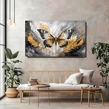 Artprinta Gold Butterfly Panoramik Kanvas Tablo – Lüks ve Modern Duvar Dekoru