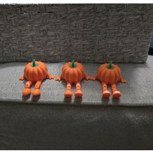 3D Snaxx 3'lü Dekoratif Balkabağı Figürü - Sevimli Tasarımlı Mini Raf Üstü Masa Süsü