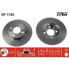 TRW Xmpdby Fren Diski Ön [ Fiat Bravo , Marea , Tempra , Tipo 1,4 / 1,6 ]