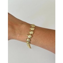 14K Çelik Üzeri Altın Kaplama Kaplumbağa Figürlü Bileklik