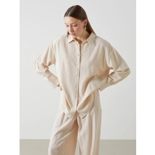 Lc Waikiki Yeni Sezon Dokulu Oversize Krinkle Kadın Gömlek
