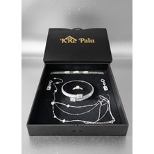 Kadın, Baget Kesim Zirkon Taşlı Gümüş Renkli 5`li Takı Seti