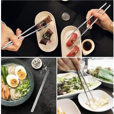 Bulut Paslanmaz Çelik Yemek Çubukları, 5 Çift, Gümüş, Bulaşık Makinesinde Yıkanabilir, Japon Tarzı