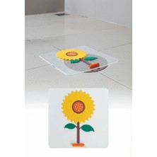 Tineke Ayçiçeği Kare Silikon Kötü Koku Önleyici Gider Kapağı – Banyo, Mutfak, Balkon Lavabo Tıpası 14,5X14