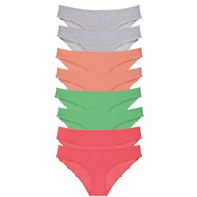 Royaleks 8 Adet Süper Eko Set Likralı Kadın Slip Külot Gri Pudra Yeşil Fuşya