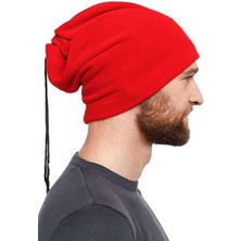 Karakaş Polar Unisex Ipli Bere ve Boyunluk Kırmızı