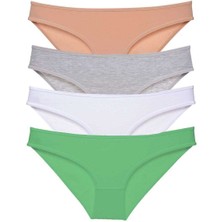 Royaleks 4 Adet Süper Eko Set Likralı Kadın Slip Külot Ten Gri Beyaz Yeşil