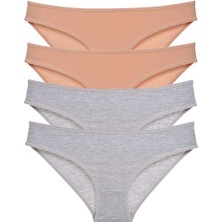 Royaleks 4 Adet Süper Eko Set Likralı Kadın Slip Külot Ten Gri