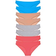 Royaleks 8 Adet Süper Eko Set Likralı Kadın Slip Külot Ten Gri Fuşya Mavi