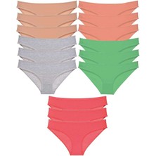 Royaleks 15 Adet Süper Eko Set Likralı Kadın Slip Külot Soft Renkler