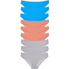 Royaleks 9 Adet Süper Eko Set Likralı Kadın Slip Külot Pudra Gri Mavi