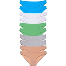 Royaleks 10 Adet Süper Eko Set Likralı Kadın Slip Ten Gri Beyaz Yeşil Mavi