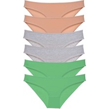 Royaleks 6 Adet Süper Eko Set Likralı Kadın Slip Külot Ten Gri Yeşil