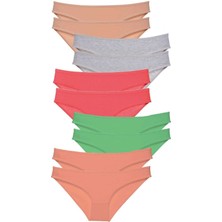 Royaleks 10 Adet Süper Eko Set Likralı Kadın Slip Külot Soft Renkler