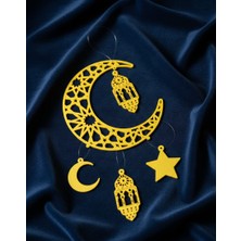 Lubıko Studıo Ramazan Süsü - Modern Hilal - Cami & Kandil Seti, Kapı, Duvar ve Perde Dekorasyonu (Pla)