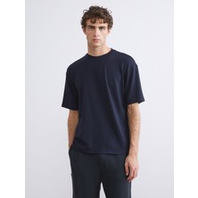 Aksesuarista Erkek Lacivert Bisiklet Yaka Modal Kumaş Basic Erkek T-Shirt