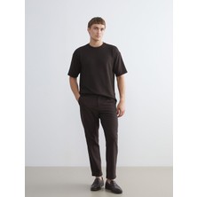 Aksesuarista Erkek Acı Kahve Bisiklet Yaka Modal Kumaş Basic Erkek T-Shirt