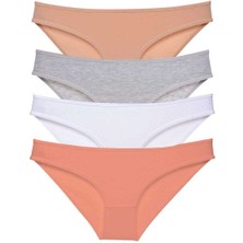 Royaleks 4 Adet Süper Eko Set Likralı Kadın Slip Külot Ten Gri Beyaz Pudra
