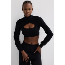 COMEUP 3 Boyutlu Örgü Dokulu Bolero Siyah