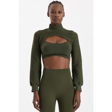 COMEUP 3 Boyutlu Örgü Dokulu Bolero Koyu Yaprak Yeşili