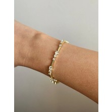 Çelik Üzeri Altın Kaplama Özel Seri Zirkon Bileklik