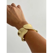 Çelik Üzeri Altın Kaplama Basic Kalın Kelepçe Bileklik