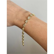 Çelik Üzeri Altın Kaplama Özel Seri Zirkon Bileklik