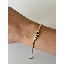 14 K Çelik Üzeri Altın Kaplama Kuyumcu Işçiliği Harf Bileklik