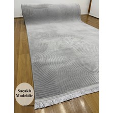 NarStore Home Rölyef Saçaklı Joy Gri Kaymaz Taban Kesme Halı Yolluk
