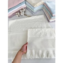 Sarra Antrasit - Analı Kızlı Etamin ve Kanaviçe Işlemelik Havlu