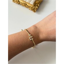 14K Çelik Üzeri Altın Kaplama Kuyumcu Işçiliği Harf Bileklik