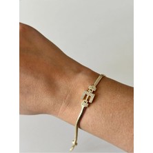 14K Çelik Üzeri Altın Kaplama Kuyumcu Işçiliği Harf Bileklik