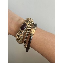 Çelik 3 Lü Set Zr Vintage Tasarım Kelepçe Bileklik